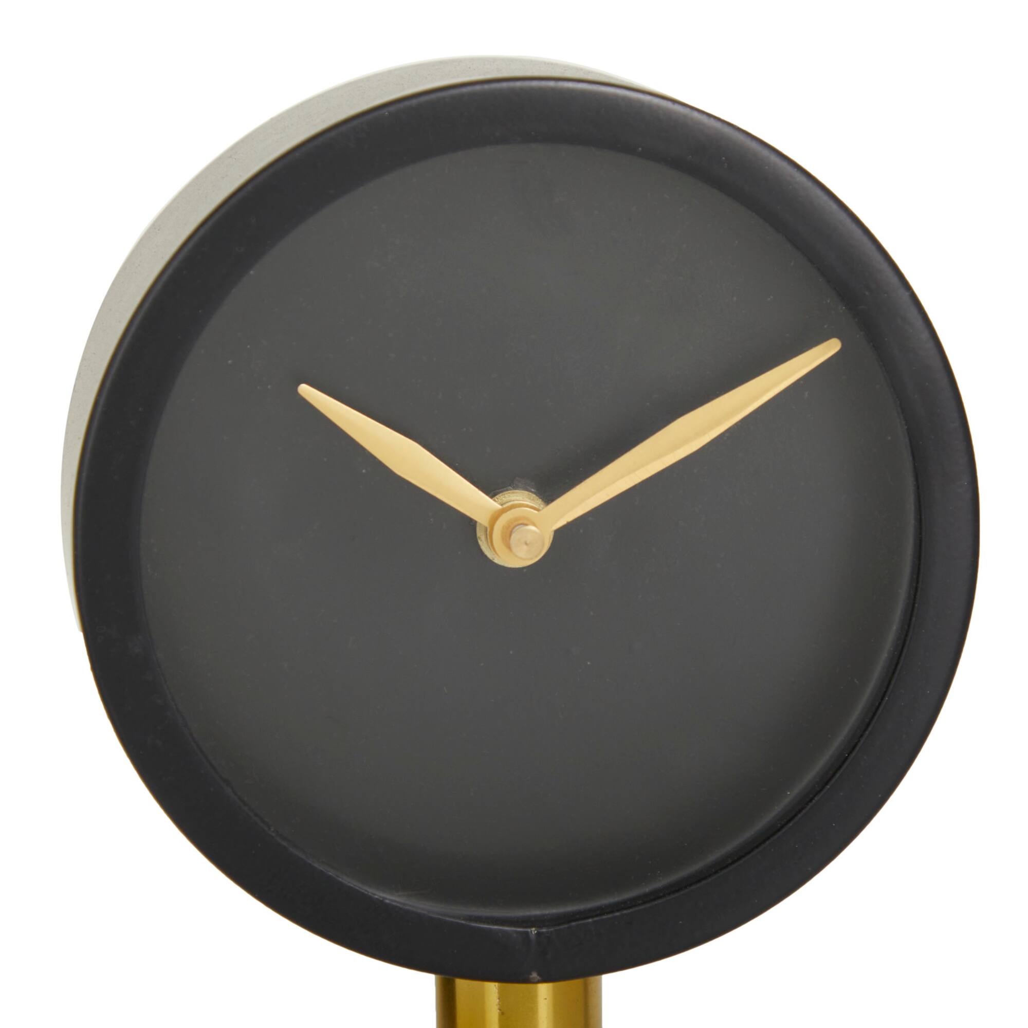 11" Black Stainless Steel Clock with Gold Stand
